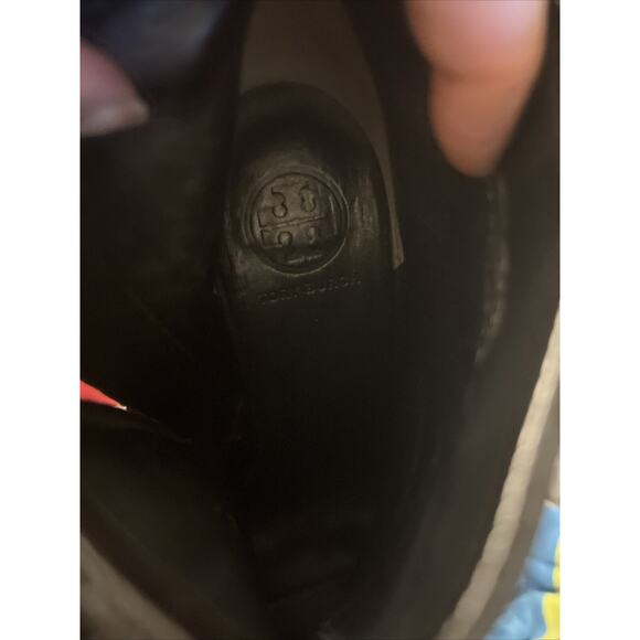 Tory Burch Rivington 100 Ankle Boots Sz 9 Black Suede Leather Cap Toe 4” Heel - Picture 8 of 9